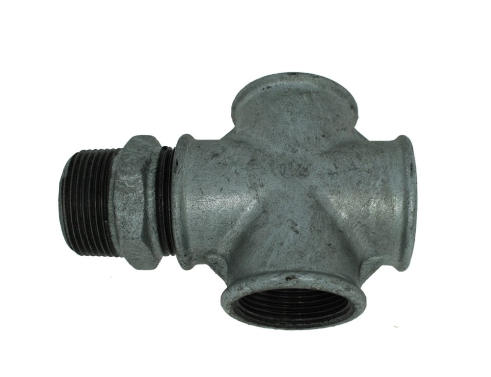 Kreuz-Stück mit Doppelnippel (symbolisch)